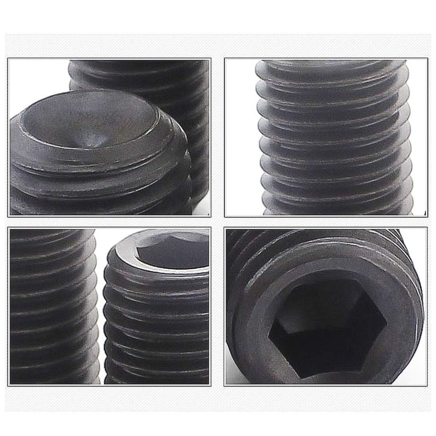 Madenschrauben M6 x 10 mm Innensechskant aus Kohlenstoffstahl (50 Stück)