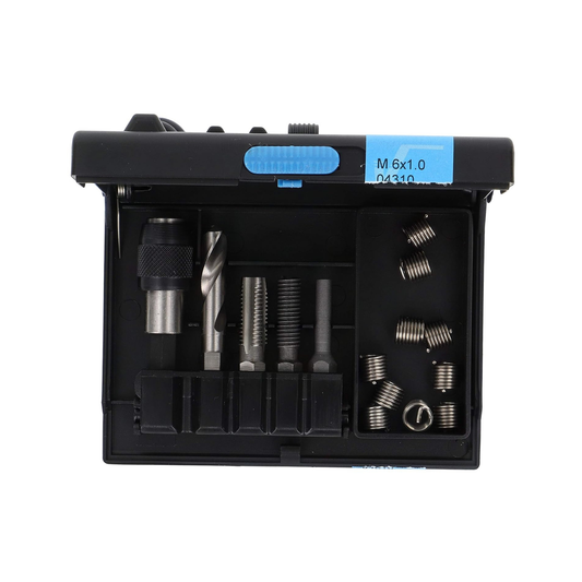Gewindereparatur Set M6 x 1.0 mit Einsatzspiralen im Kunststoffkassette