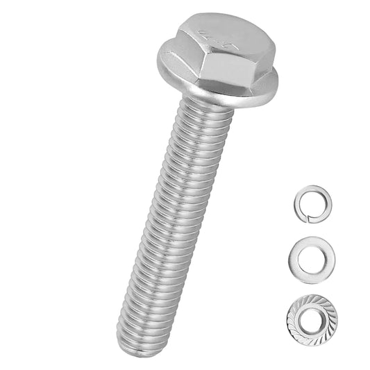 M6-1.0 x 50mm Sechskantschrauben mit Flansch Muttern und Unterlegscheiben Set