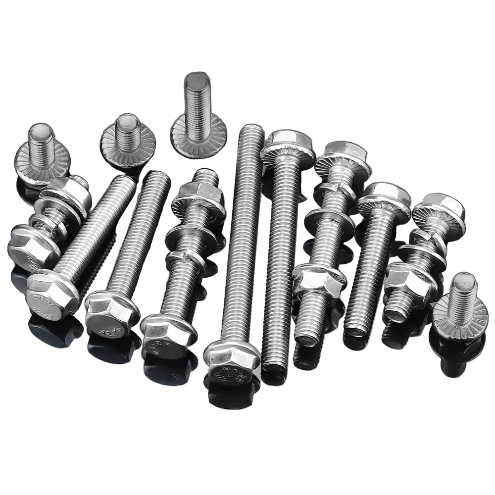 M6-1.0 x 50mm Sechskantschrauben mit Flansch Muttern und Unterlegscheiben Set