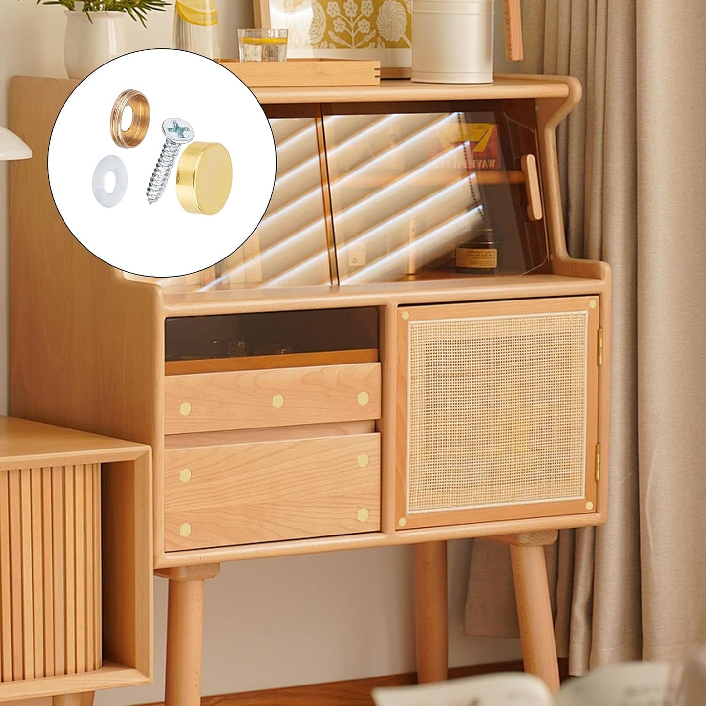 Dekorative Schraubenabdeckungen aus Messing mit Kappen (8 Stück)