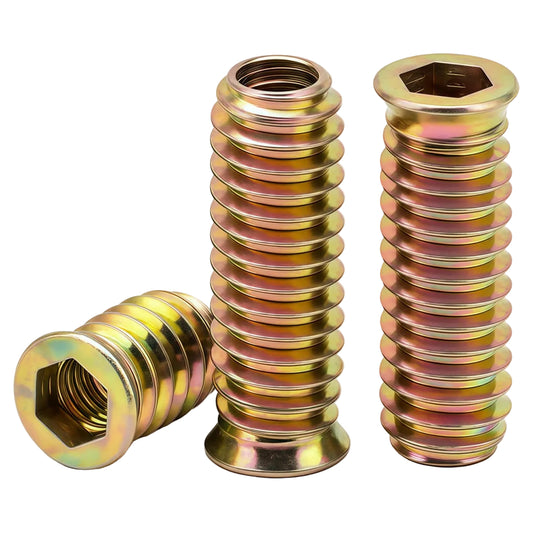 Einschraubmuttern M8 x 30 mm Gewindeeinsätze für Holz (20 Stück)