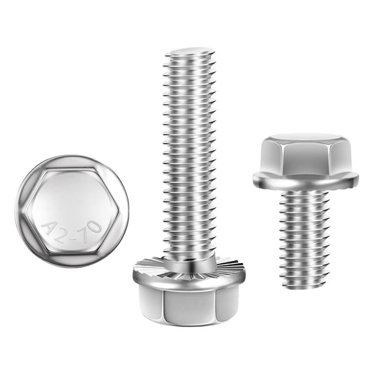 Sechskant-Flanschschrauben aus Edelstahl 304 Vollgewinde (15 Stück)